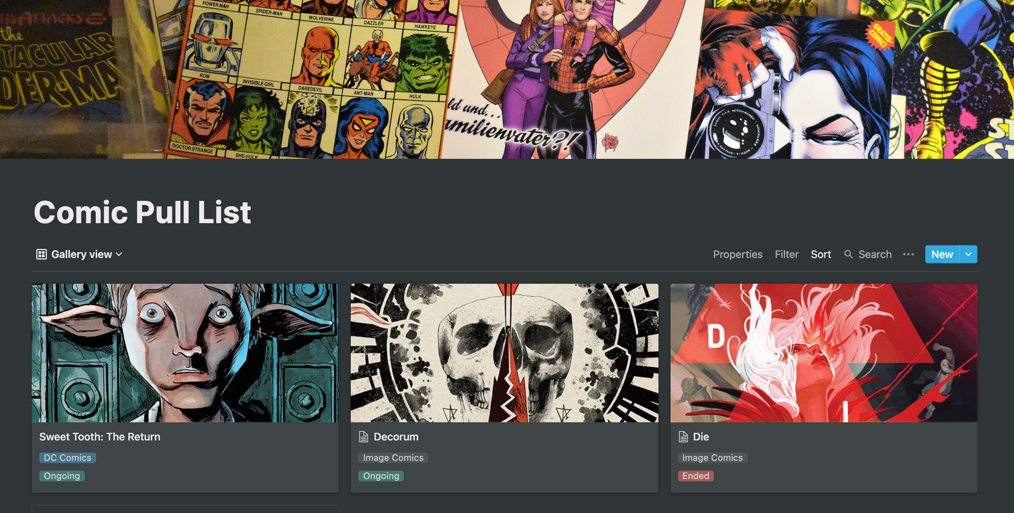 Tracking my comic pull list in Notion